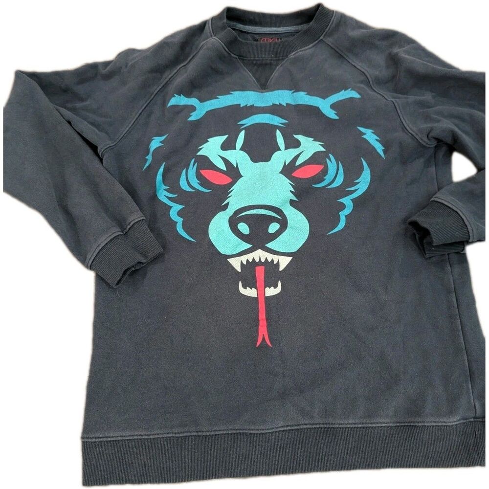 MNWKA Sweatshirt Men Medium Navy Blue Bear Serpent Crew Pullover